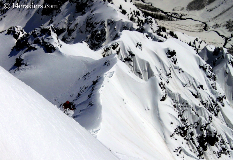 Frank Konsella skiing the Landry Line on Pyramid.  