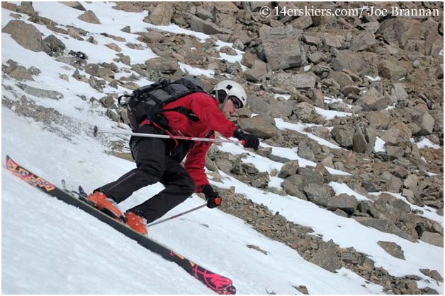 Joe Brannan skiing Columbia, a fourteener in the Sawatch Range.  