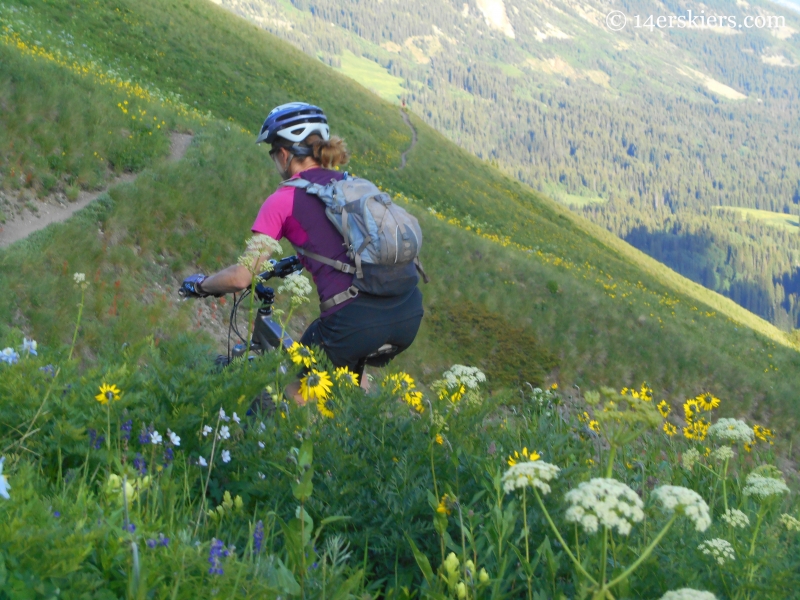 Brittany Konsella riding trail 401 near Crested Butte