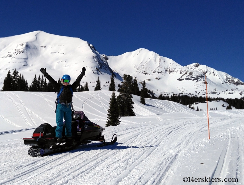 Snowmobiling on easy groomed roads during ACL recovery.