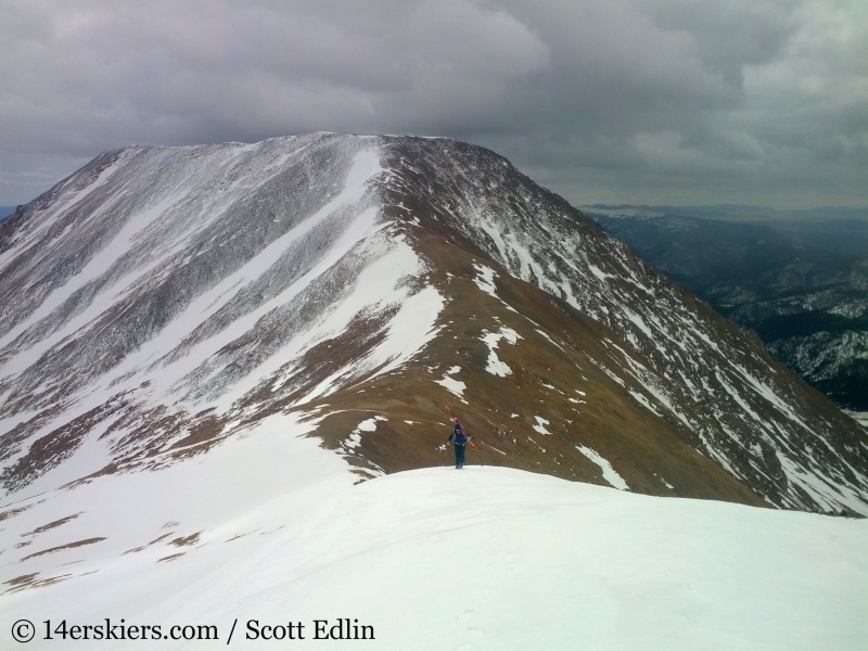 Brittany Walker Konsella backcountry skiing Argentine Peak.  