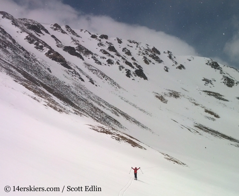 Brittany Walker Konsella backcountry skiing Argentine Peak.