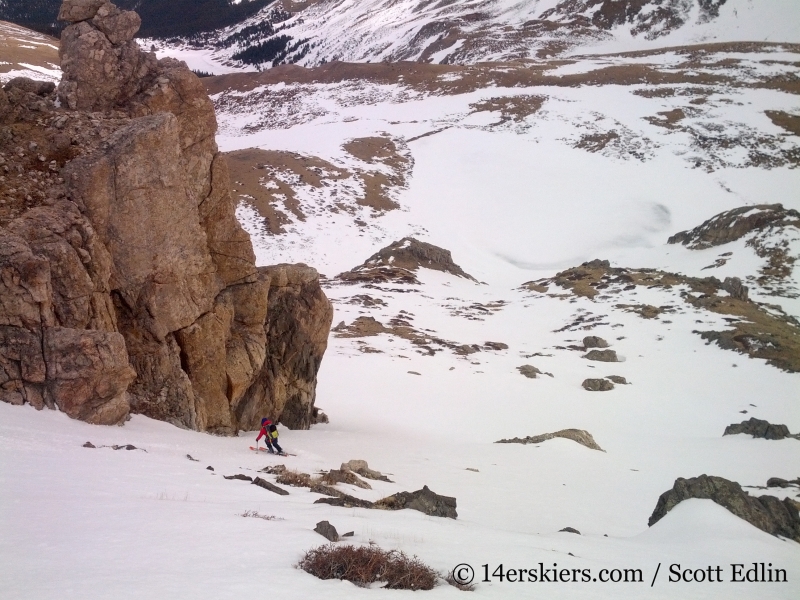 Brittany Walker Konsella backcountry skiing Argentine Peak.