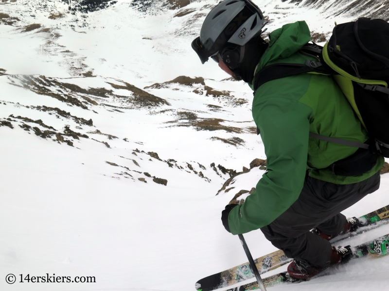 Scott Edlin backcountry skiing Argentine Peak. 