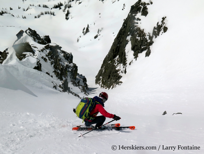 Brittany Walker Konsella backcountry skiing Big Agnes Mountain. 