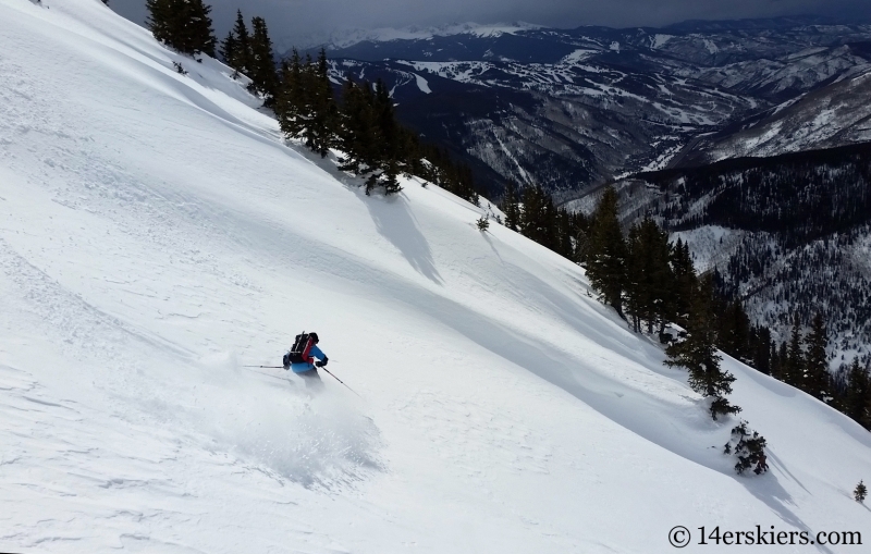 Larry Fontaine backccountry skiing Birthday Chute in the Gore Range.