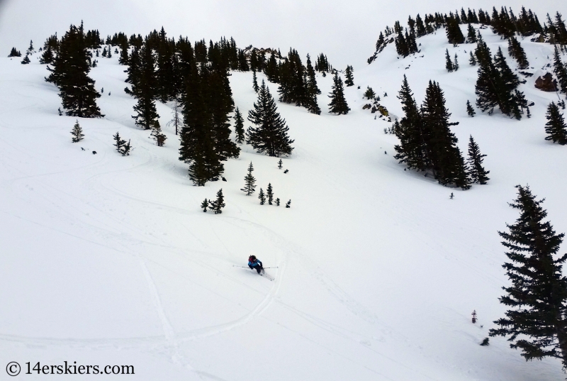 Larry Fontaine backccountry skiing Birthday Chute in the Gore Range.