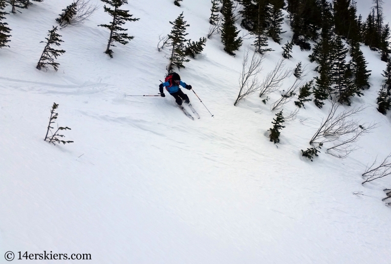 Larry Fontaine backccountry skiing Birthday Chute in the Gore Range.