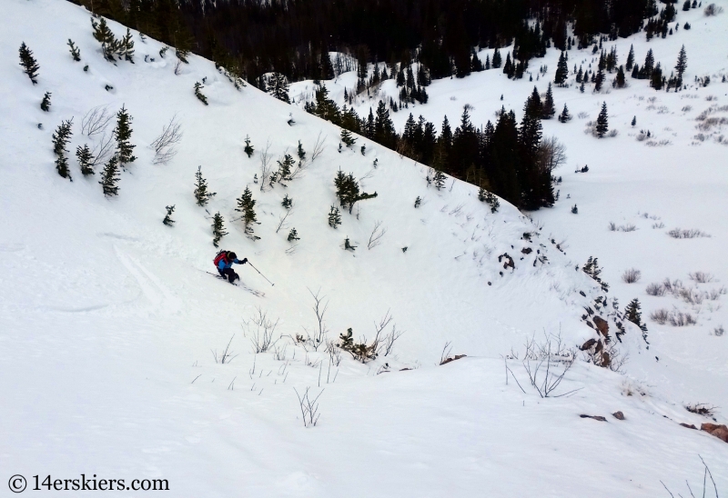 Larry Fontaine backccountry skiing Birthday Chute in the Gore Range.