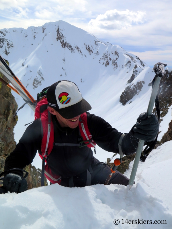 Larry Fontaine backcountry skiing the Purple S Couloir in Crested Butte