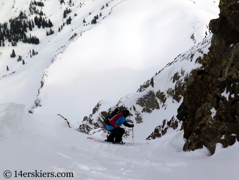 Larry Fontaine backcountry skiing the Purple S Couloir in Crested Butte