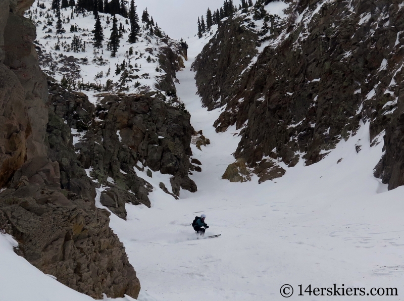 Susan Mol backcountry skiing in Crested Butte, Axtell Pencil Couloir