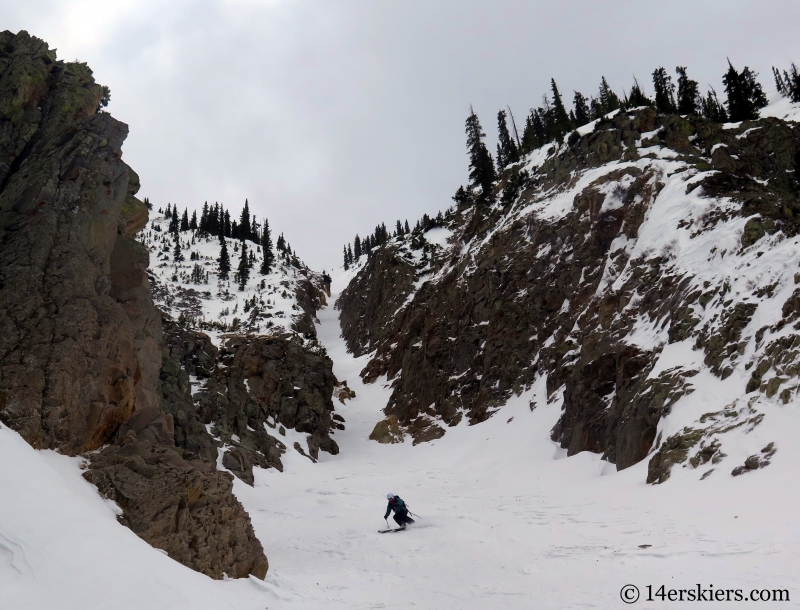 Susan Mol backcountry skiing in Crested Butte, Axtell Pencil Couloir