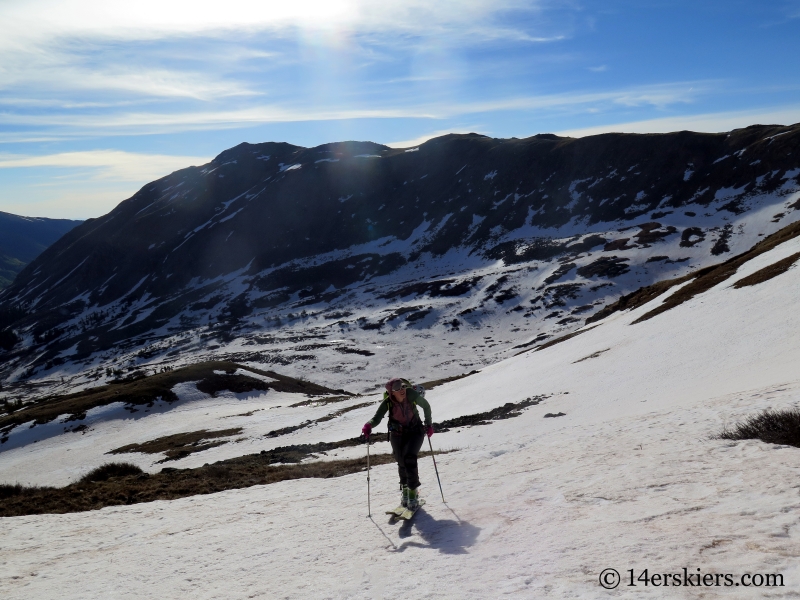 Natalie Moran backcountry skiing on Emma Burr Mountain.