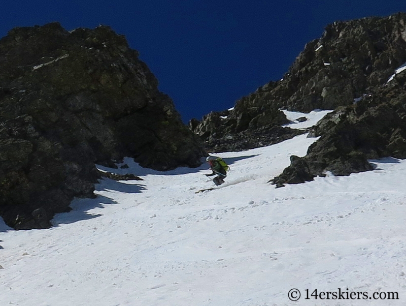 Natalie Moran backcountry skiing on Emma Burr Mountain.