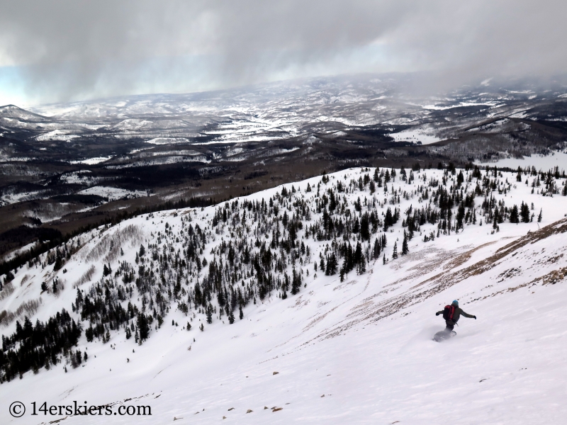 Colin backcountry skiing Hahs Peak in North Routt, near Steamboat Springs, CO.