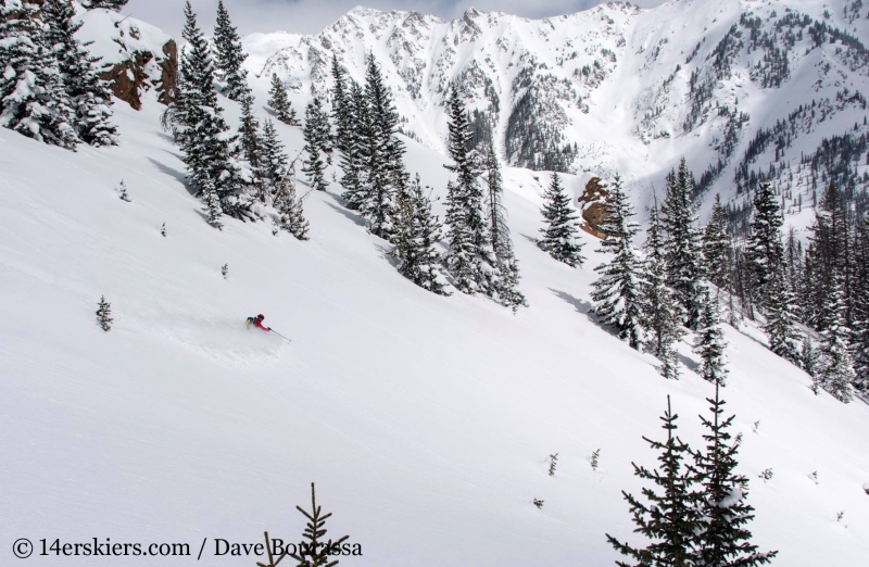 Brittany Walker Konsella backcountry skiing on Outpost Peak in the Gore Range.