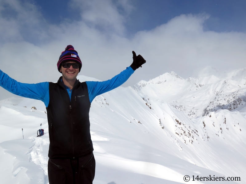 Dave Bourassa backcountry skiing on Outpost Peak in the Gore Range. 