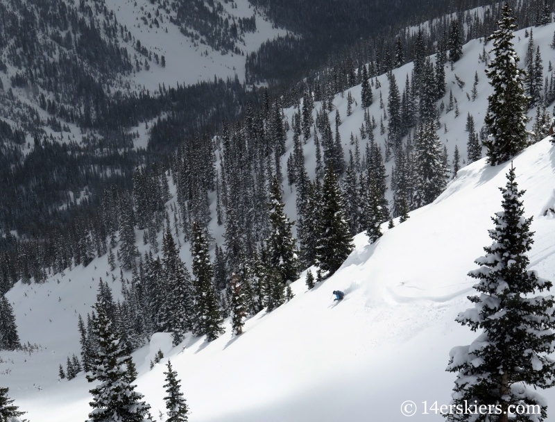 Dave Bourassa backcountry skiing on Outpost Peak in the Gore Range.