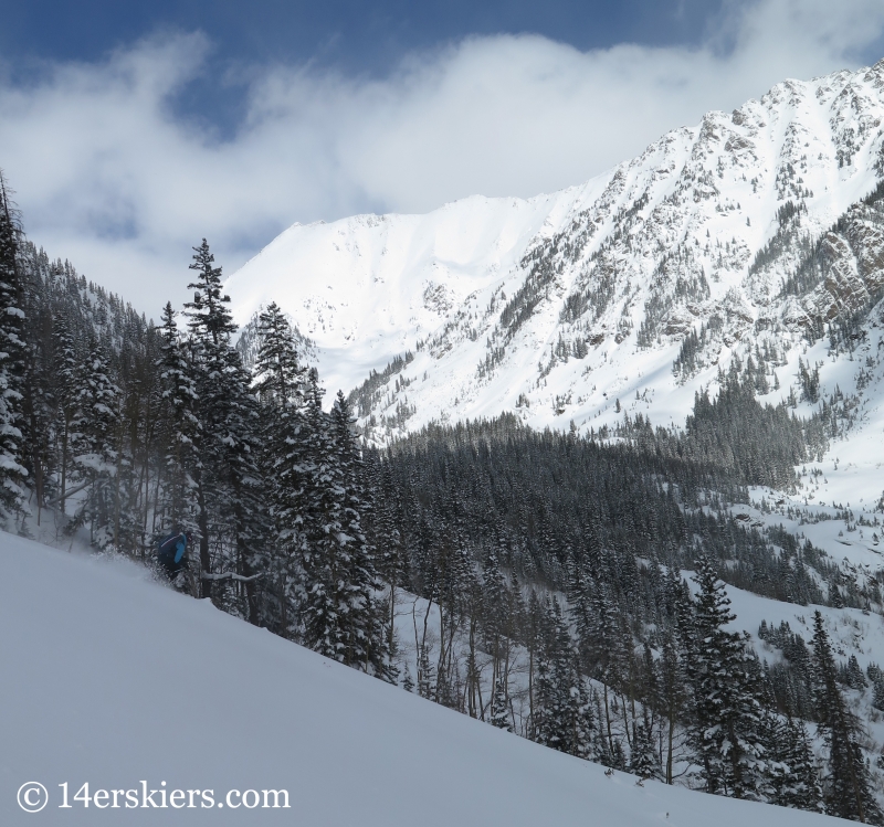 Dave Bourassa backcountry skiing on Outpost Peak in the Gore Range.