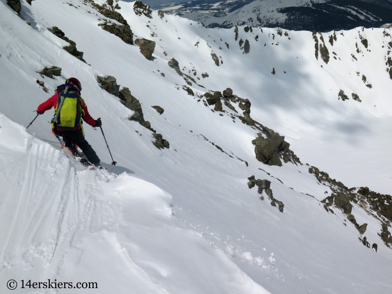 Brittany Walker Konsella backcountry skiing Pacific Peak. 