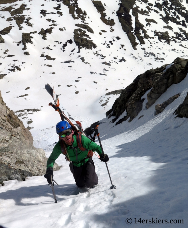 Larry Fontaine backcountry skiing Polaris Couloir on North Star Mountain.