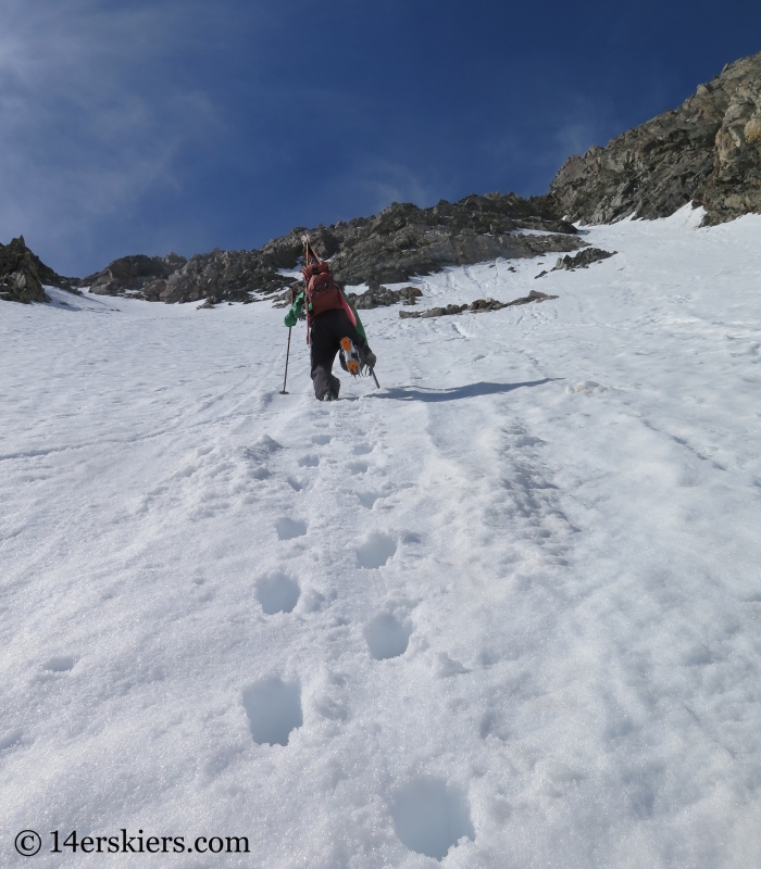 Larry Fontaine backcountry skiing Polaris Couloir on North Star Mountain.