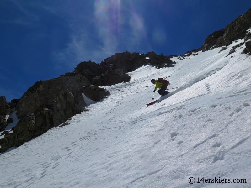 Larry Fontaine backcountry skiing Polaris Couloir on North Star Mountain.