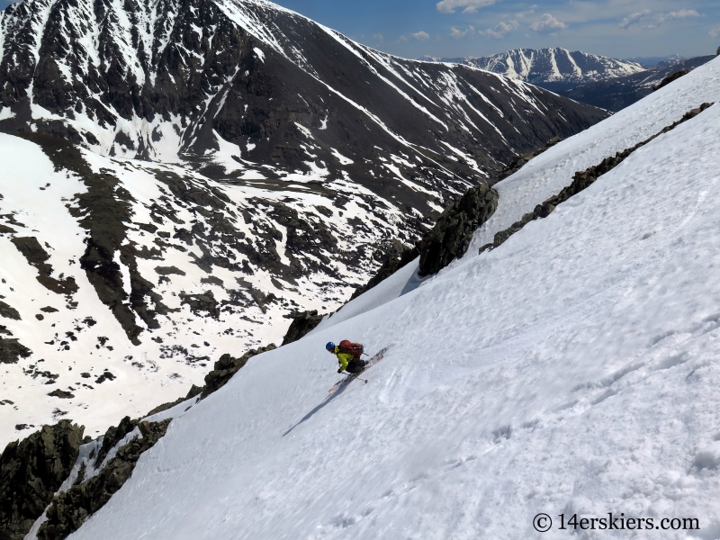 Larry Fontaine backcountry skiing Polaris Couloir on North Star Mountain.