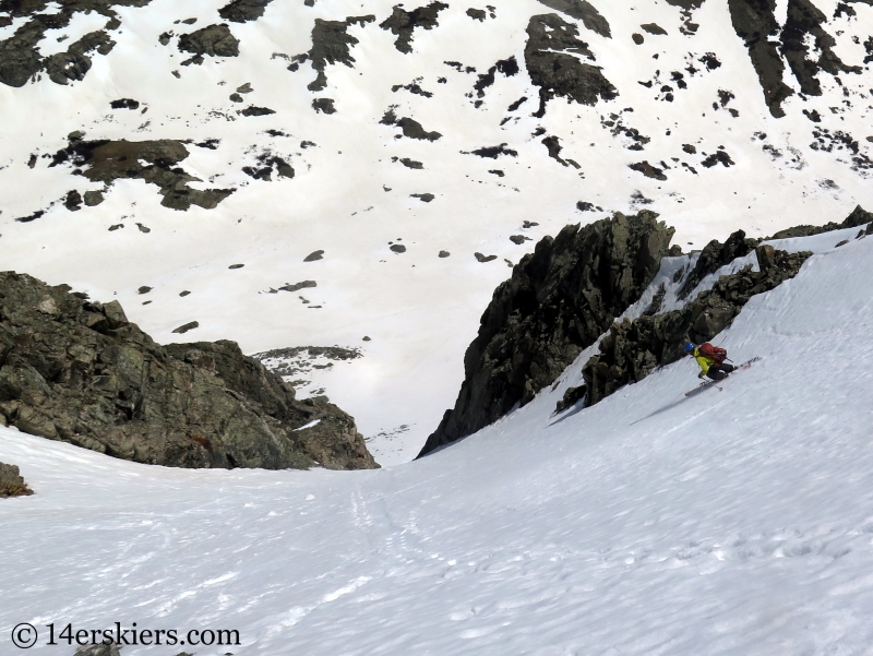 Larry Fontaine backcountry skiing Polaris Couloir on North Star Mountain.