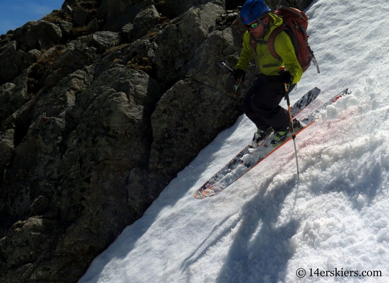 Larry Fontaine backcountry skiing Polaris Couloir on North Star Mountain.