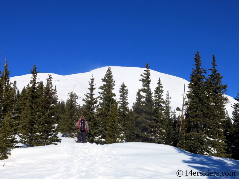 Skinning the east ridge on Quandary Peak in Colorado. 