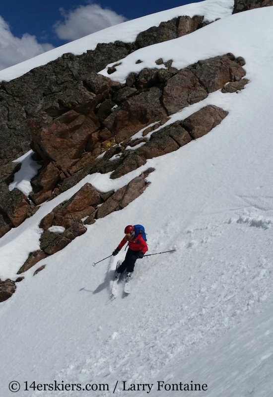 Brittany Konsella backcountry skiing Big Bad Wolf on Red Peak in the Gore Range.