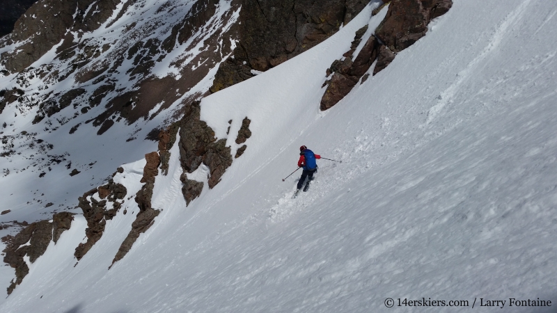 Brittany Konsella backcountry skiing Big Bad Wolf on Red Peak in the Gore Range.