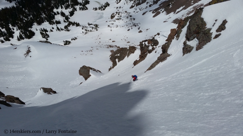 Brittany Konsella backcountry skiing Big Bad Wolf on Red Peak in the Gore Range.