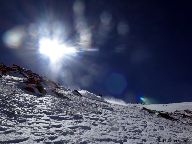 sunny powder skiing