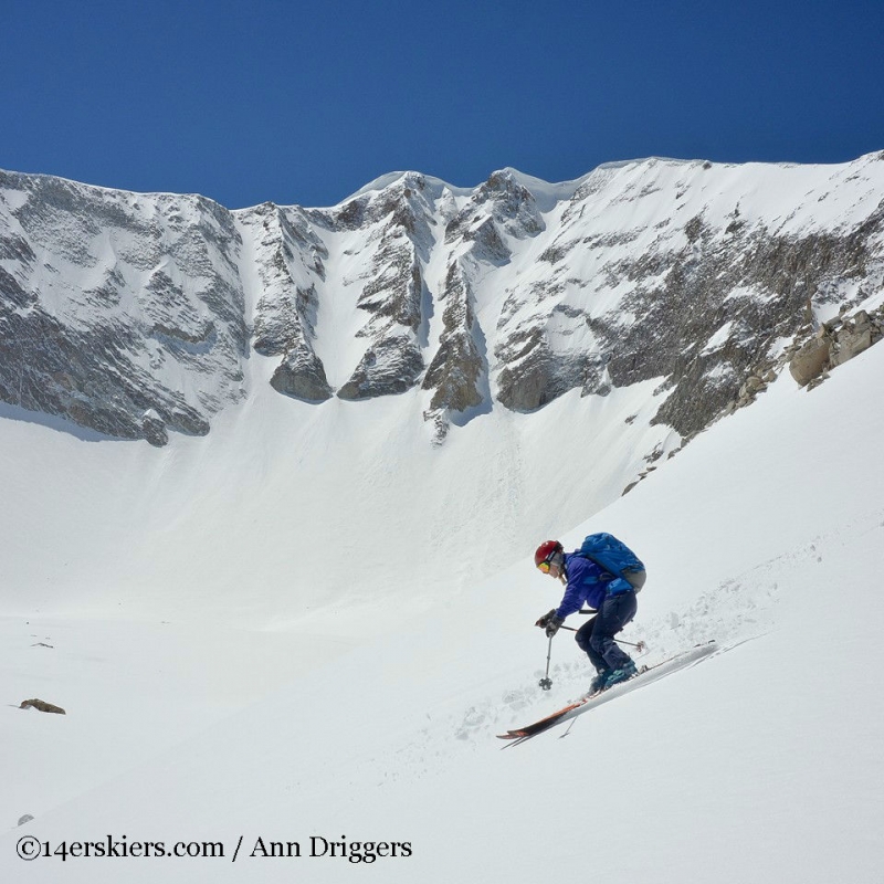 Skiing by the Laundry Chutes on Nettle Pass. 