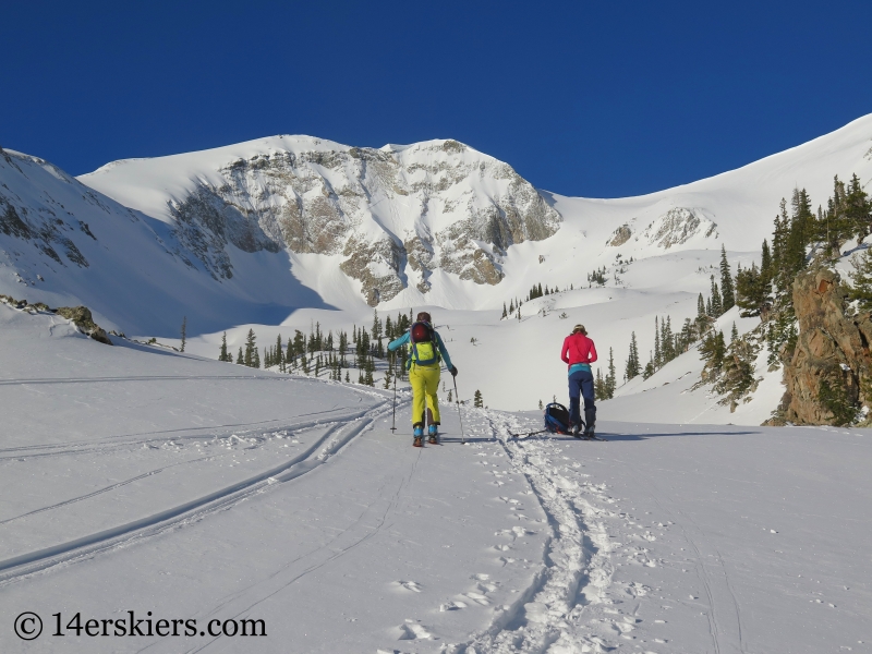 Backcountry skiing Thomas Lakes Bowl, Mount Sopris.