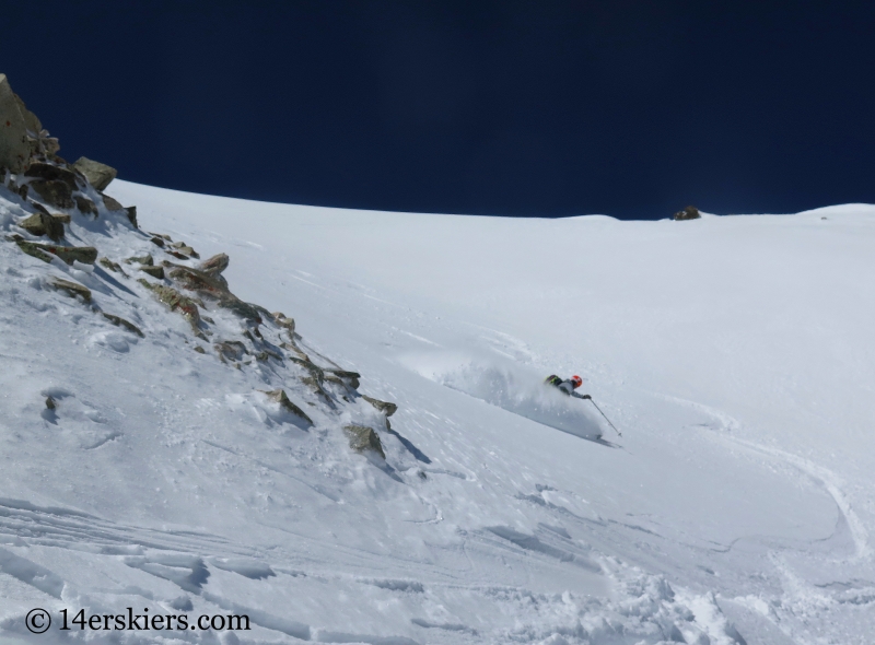 Ann Driggers bakcocuntry skiing the Elbow on Mount Sopris. 