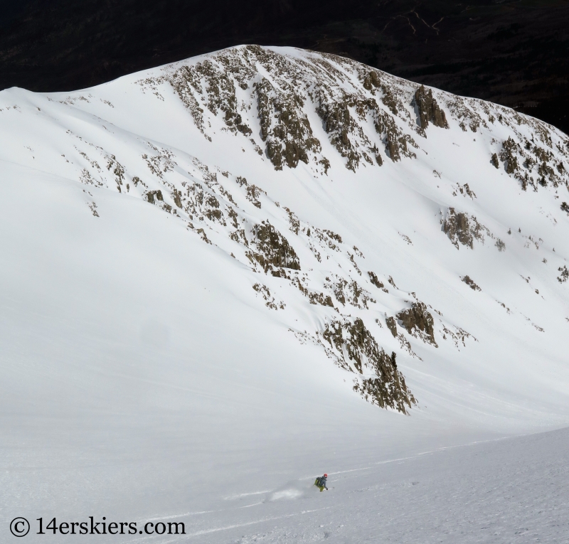 Ann Driggers bakcocuntry skiing the Elbow on Mount Sopris.