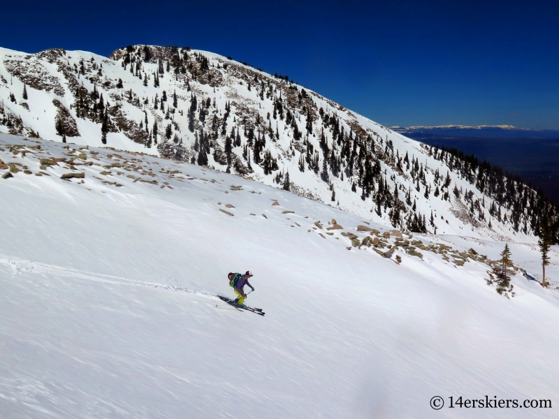 Ann Driggers backcountry skiing on Mount Sopris. 