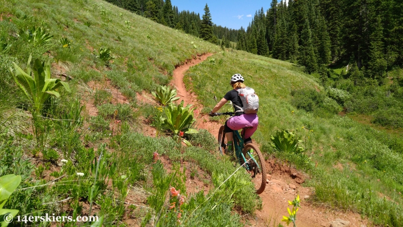 Brittany Konsella mountain biking Double Top. 