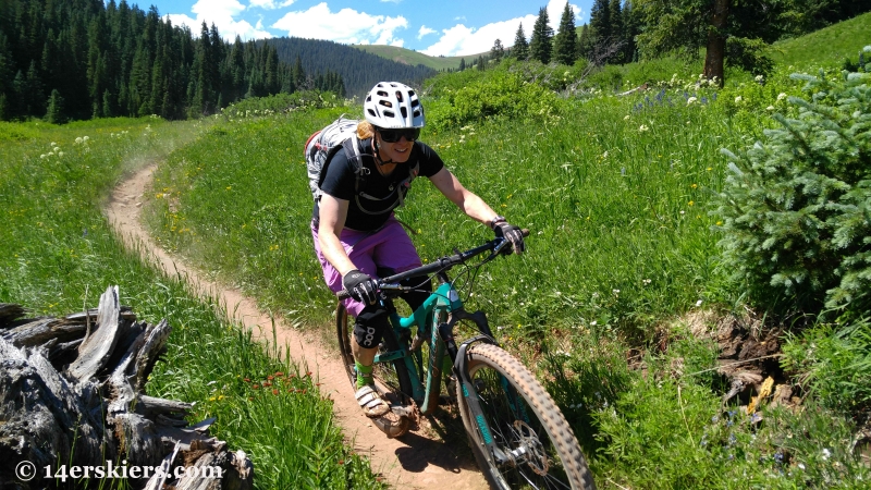 Brittany Konsella mountain biking Hunter Creek trail near Crested Butte.