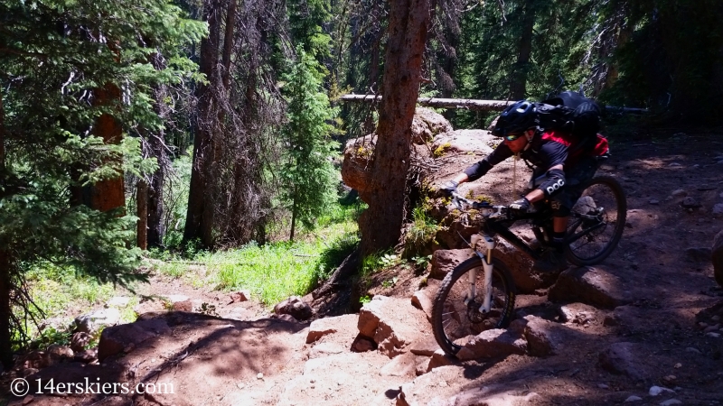 Larry Fontaine mountain biking Block and Tackle near Crested Butte.