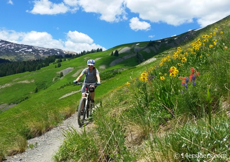 Natalie Moran mountain biking on Trailriders 401 near Crested Butte, CO.