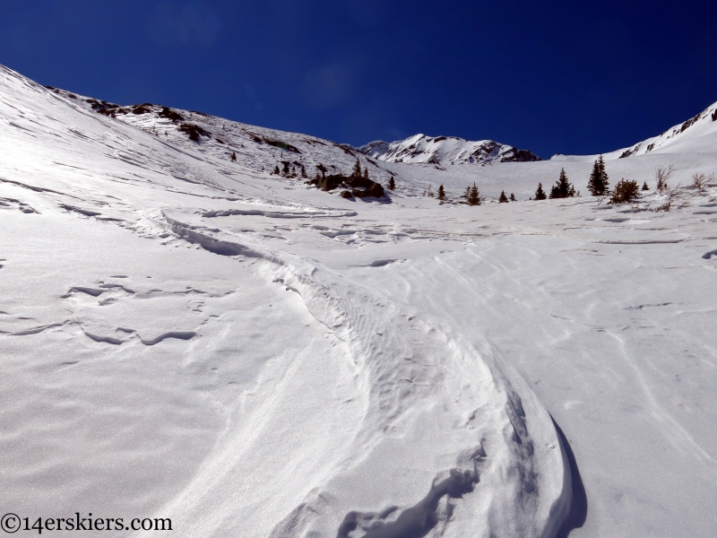 old windswept ski tracks