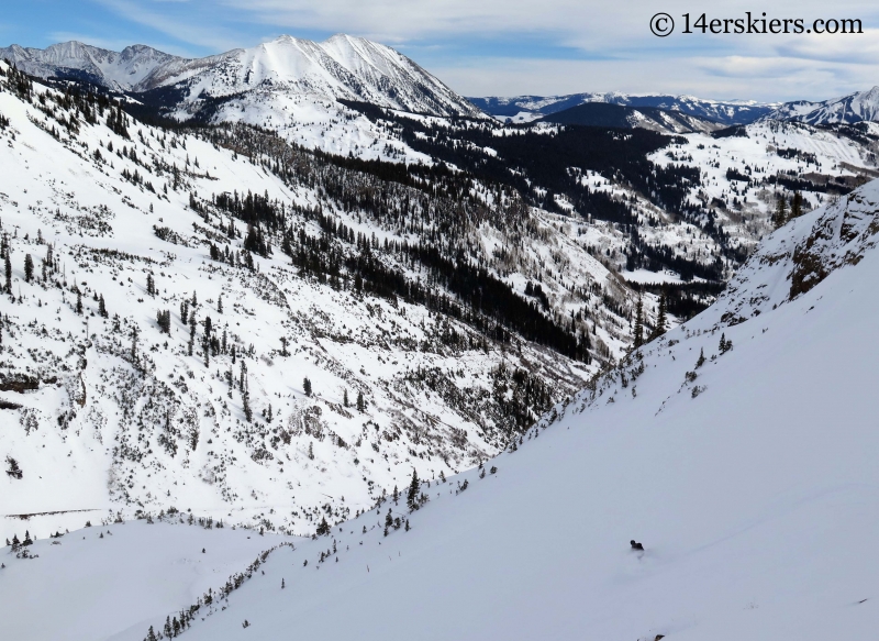 Mark Robbins having fun in the fun zone while backcountry skiing in Crested Butte