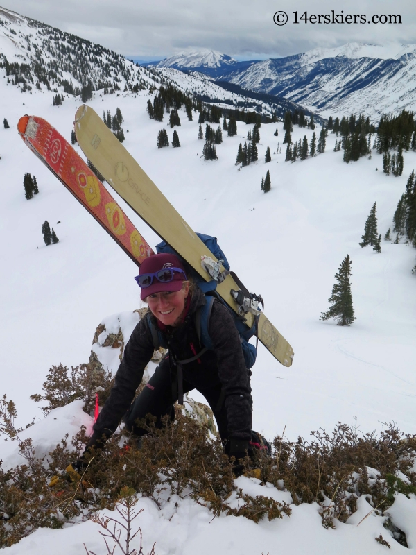 Alex Riedman climbing to go backcountry skiing in Crested Butte. 