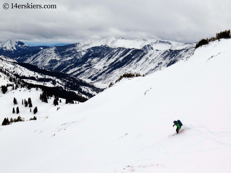 Alex Riedman backcountry skiing in Crested Butte