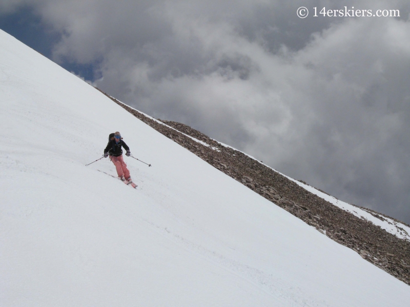 Brittany Walker Konsella backcountry skiing on Mt Antero. 